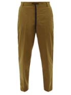 Maison Kitsun - Drawstring Straight-leg Canvas Trousers - Mens - Khaki