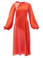 Roksanda - Amaranta Panelled Silk-satin Midi Dress - Womens - Red