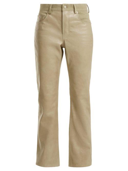 Matchesfashion.com Acne Studios - Contrast Panel Leather Jeans - Womens - Beige