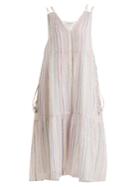 Apiece Apart Daphne Metallic-striped Cotton-blend Midi Dress