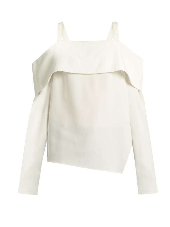Tibi Cut-out Shoulder Asymmetric Crepe Top