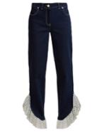 House Of Holland Polka-dot Ruffle-embellished Boyfriend Jeans