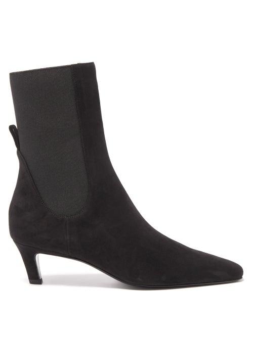 Totme - Kitten-heel Suede Ankle Boots - Womens - Black