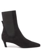 Totme - Kitten-heel Suede Ankle Boots - Womens - Black