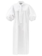 Matchesfashion.com Junya Watanabe - Gathered-back Cotton-blend Poplin Shirt Dress - Womens - White
