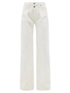 Matchesfashion.com Frame - Mosaic High-rise Pleated Wide-leg Jeans - Womens - White