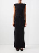 Toteme - Geometric Knitted Maxi Dress - Womens - Black