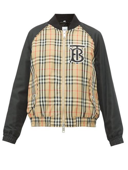 Matchesfashion.com Burberry - Tb Monogram Vintage Check Bomber Jacket - Womens - Beige Multi