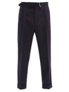 Matchesfashion.com Officine Gnrale - Hugo Belted Wool Straight-leg Trousers - Mens - Navy