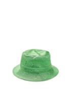 Matchesfashion.com Ganni - Logo-embroidered Moir Bucket Hat - Womens - Green Print