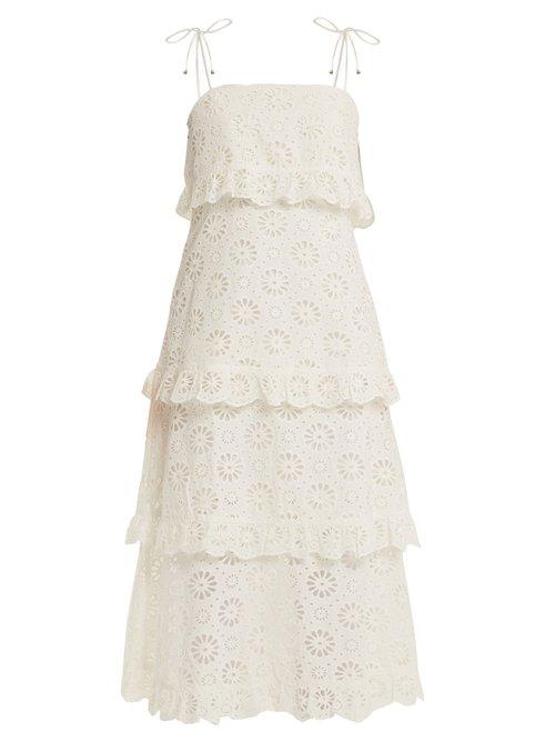 Matchesfashion.com Zimmermann - Lunmino Daisy Embroidered Cotton Dress - Womens - Ivory