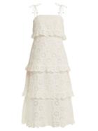 Matchesfashion.com Zimmermann - Lunmino Daisy Embroidered Cotton Dress - Womens - Ivory