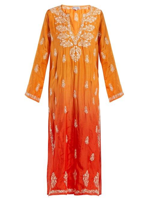 Matchesfashion.com Juliet Dunn - Sequin Embroidered Silk Kaftan - Womens - Orange Multi
