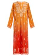 Matchesfashion.com Juliet Dunn - Sequin Embroidered Silk Kaftan - Womens - Orange Multi