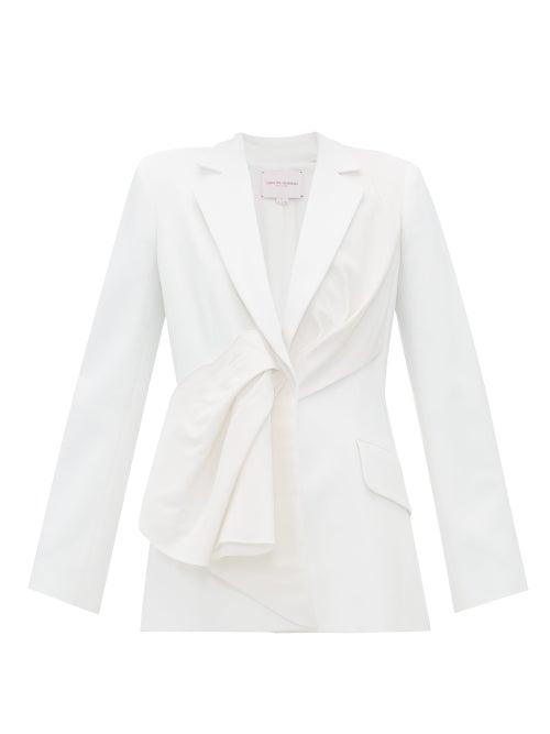 Matchesfashion.com Carolina Herrera - Draped Silk Taffeta And Twill Jacket - Womens - Ivory