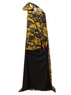Matchesfashion.com Halpern - Asymmetric Abstract Sequinned Mini Dress - Womens - Gold Multi