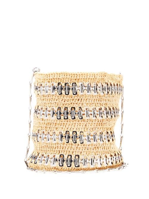 Matchesfashion.com Paco Rabanne - 1969 Raffia And Chainmail Bucket Bag - Womens - Silver Multi