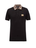 Dolce & Gabbana - Leopard-print Cotton Piqu Polo Shirt - Mens - Black