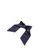 Matchesfashion.com Hillier Bartley - Logo-embroidered Satin Bow Hair Clip - Womens - Navy