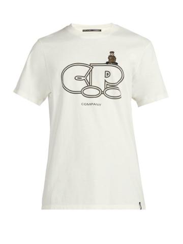 Matchesfashion.com C.p. Company - Crew Neck Logo Print Cotton T Shirt - Mens - White