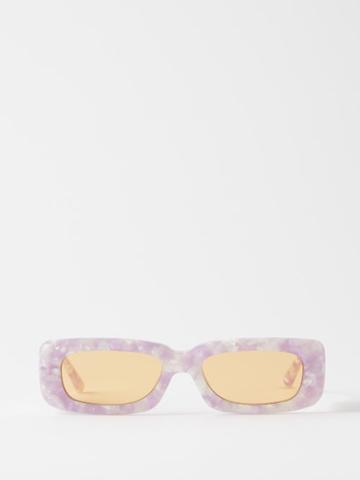 The Attico Eyewear - X Linda Farrow Mini Marfa Rectangular Sunglasses - Womens - Purple Multi