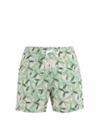Matchesfashion.com Amiri - Palm-print Swim Shorts - Mens - Green Multi