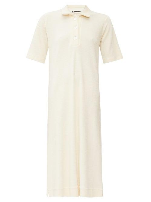 Matchesfashion.com Jil Sander - Point Collar Cotton-terry Shirt Dress - Womens - Ivory