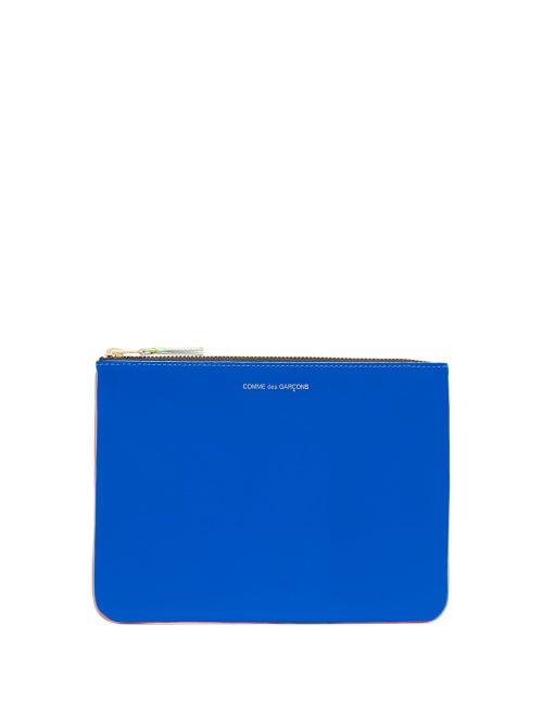 Matchesfashion.com Comme Des Garons Wallet - Colour-block Leather Pouch - Womens - Blue Multi