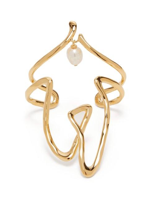 Matchesfashion.com Chlo - Femininities Pearl Embellished Cuff - Womens - Gold