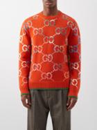Gucci - Jumbo Gg-intarsia Wool Sweater - Mens - Orange