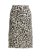 Matchesfashion.com See By Chlo - Leopard Print Denim Midi Skirt - Womens - Black White