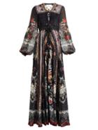 Matchesfashion.com Camilla - Floral Print Silk Chiffon Maxi Dress - Womens - Black Print