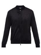 Matchesfashion.com Giorgio Armani - Logo Embossed Brushed Jersey Bomber Jacket - Mens - Navy