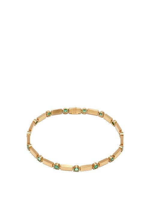 Matchesfashion.com Ileana Makri - Stepping Stones Emerald & 18kt Gold Bracelet - Womens - Green Gold
