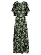 Matchesfashion.com Dodo Bar Or - Beverly V Neck Floral Print Dress - Womens - Black Green
