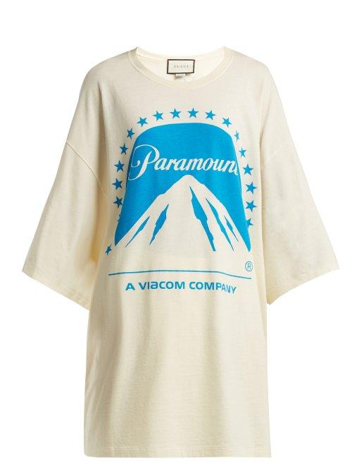 Matchesfashion.com Gucci - Paramount Oversized Cotton T Shirt - Womens - Ivory Multi