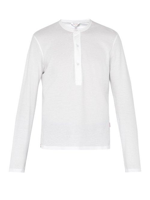 Matchesfashion.com Orlebar Brown - Craine Long Sleeved Cotton Henley Top - Mens - White