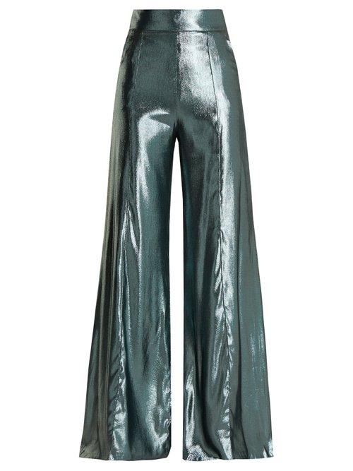 Matchesfashion.com Wanda Nylon - High Rise Wide Leg Silk Blend Trousers - Womens - Light Blue