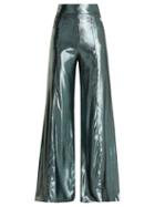 Matchesfashion.com Wanda Nylon - High Rise Wide Leg Silk Blend Trousers - Womens - Light Blue
