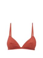 Matchesfashion.com Dodo Bar Or - Salina Seersucker Triangle Bikini Top - Womens - Dark Red