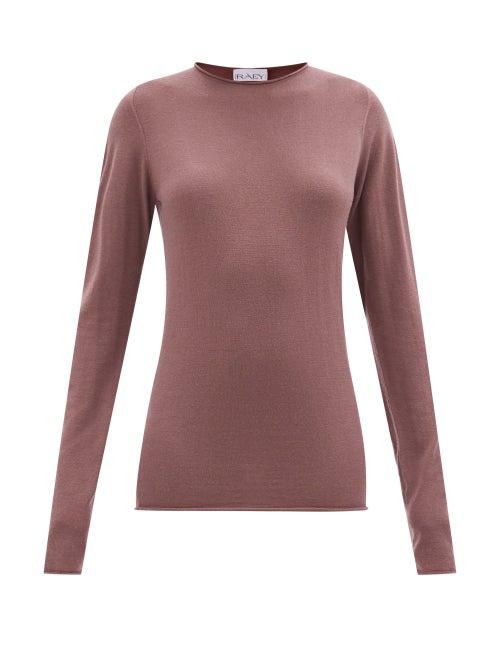 Raey - Raw-trim Merino Wool Crew-neck Sweater - Womens - Light Purple