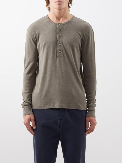 Tom Ford - Modal And Cotton-jersey Henley T-shirt - Mens - Green