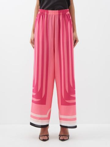 Louisa Parris - The Lisbon Printed-silk Crepe De Chine Trousers - Womens - Pink Black