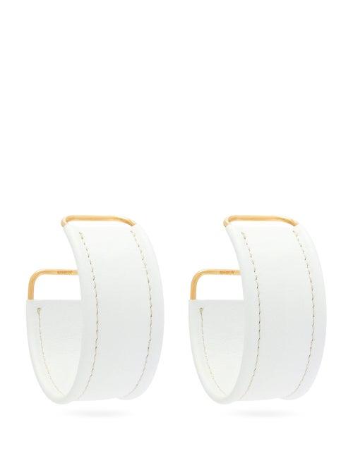 Matchesfashion.com Jacquemus - Les Fauteils Leather Hoop Earrings - Womens - White