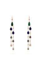 Matchesfashion.com Jacquie Aiche - Emerald, Tourmaline & Diamond Drop Earrings - Womens - Blue