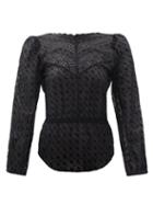 Matchesfashion.com Isabel Marant Toile - Taziae Broderie-anglaise Cotton-voile Top - Womens - Black
