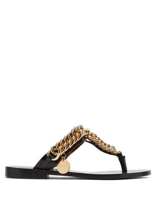 Matchesfashion.com Givenchy - Chain-embellished Leather Sandals - Womens - Black