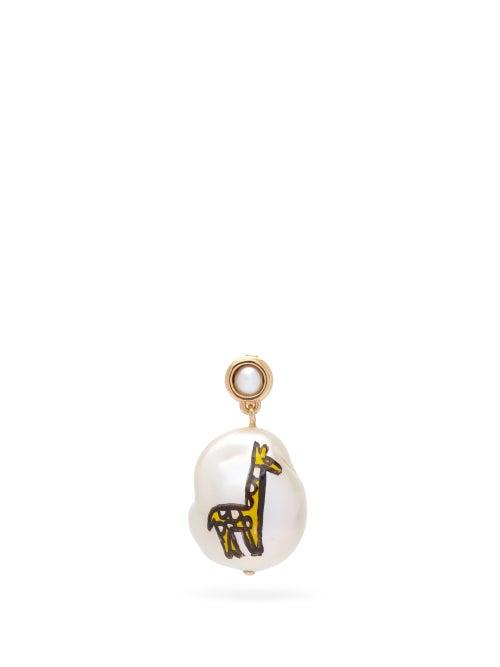 Matchesfashion.com Bottega Veneta - Giraffe Pearl & 18kt Gold-plated Single Earring - Womens - Pearl