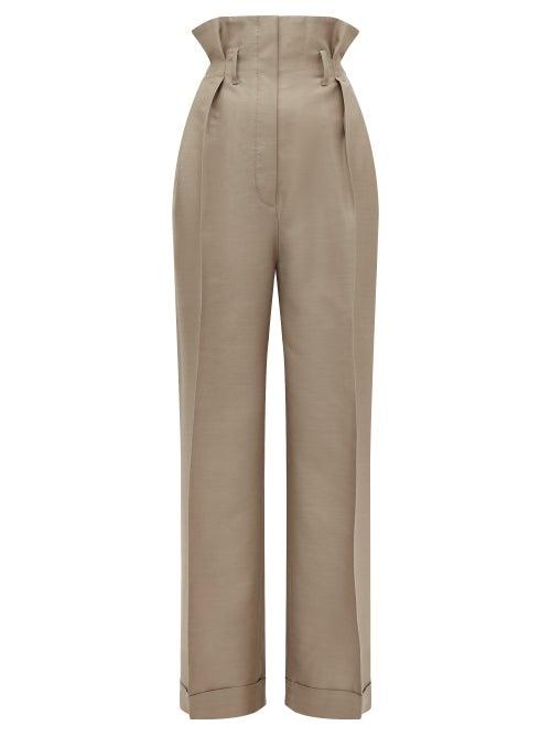 Matchesfashion.com Acne Studios - Perrie Paperbag Waist Wool Blend Twill Trousers - Womens - Beige
