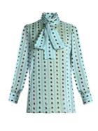 Gucci Ladybird-flocked Long-sleeved Silk Blouse